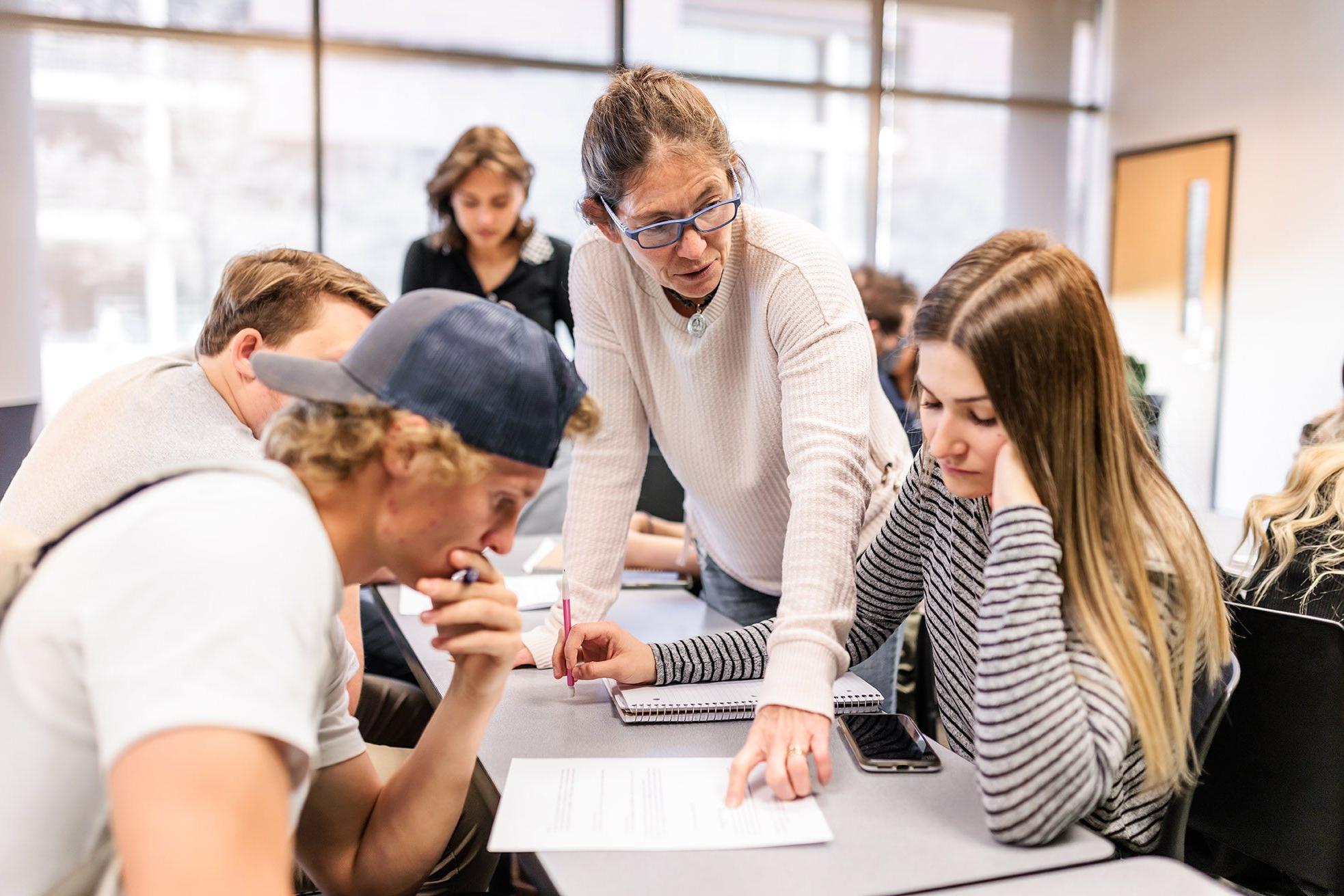 students working in a classroom